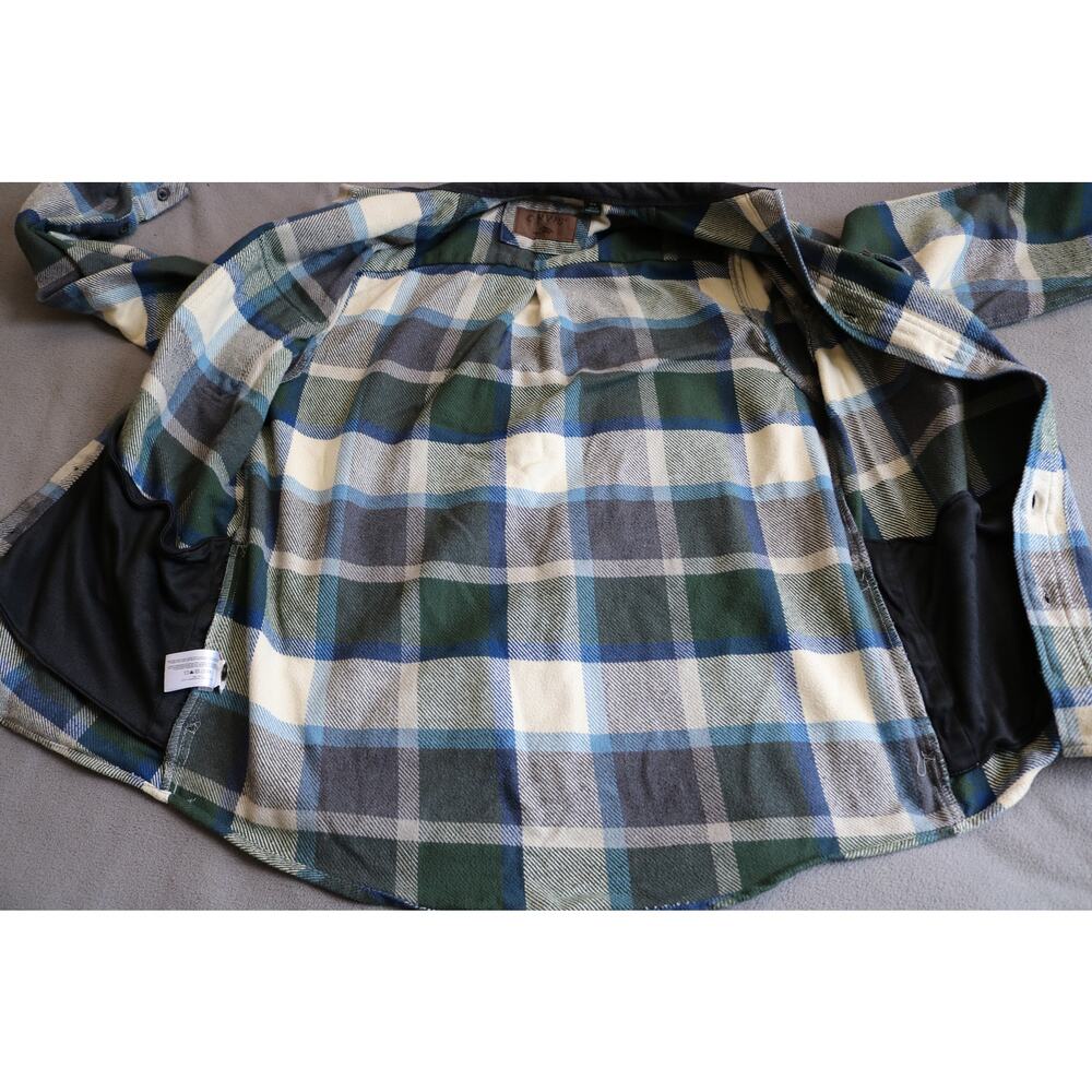 ORVIS Mens Medium Blue Green Plaid Flannel Shirt Long Sleeve Button Down Flap - Picture 12 of 16